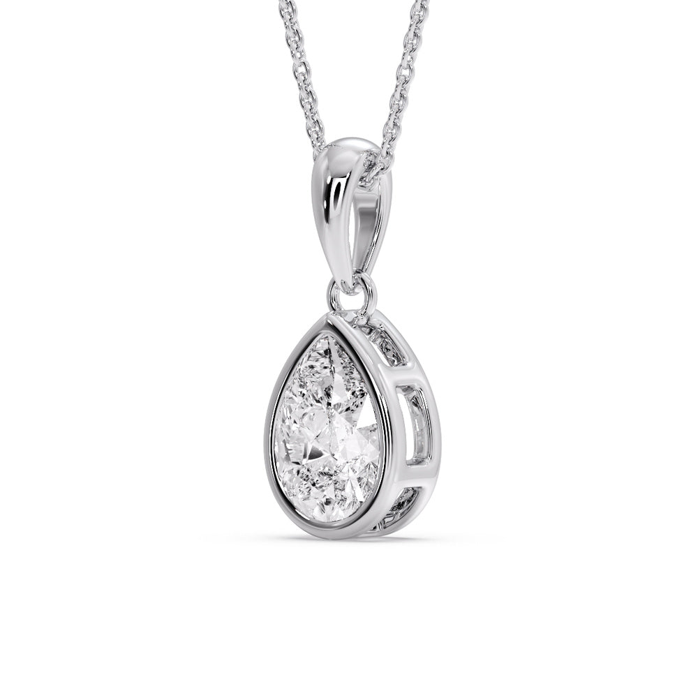 Bezel Pear Water Drop Solitaire Pendant