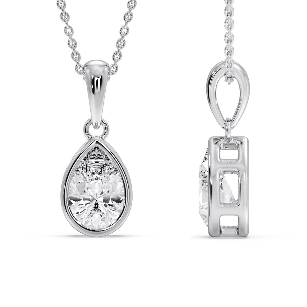 Bezel Pear Water Drop Solitaire Pendant
