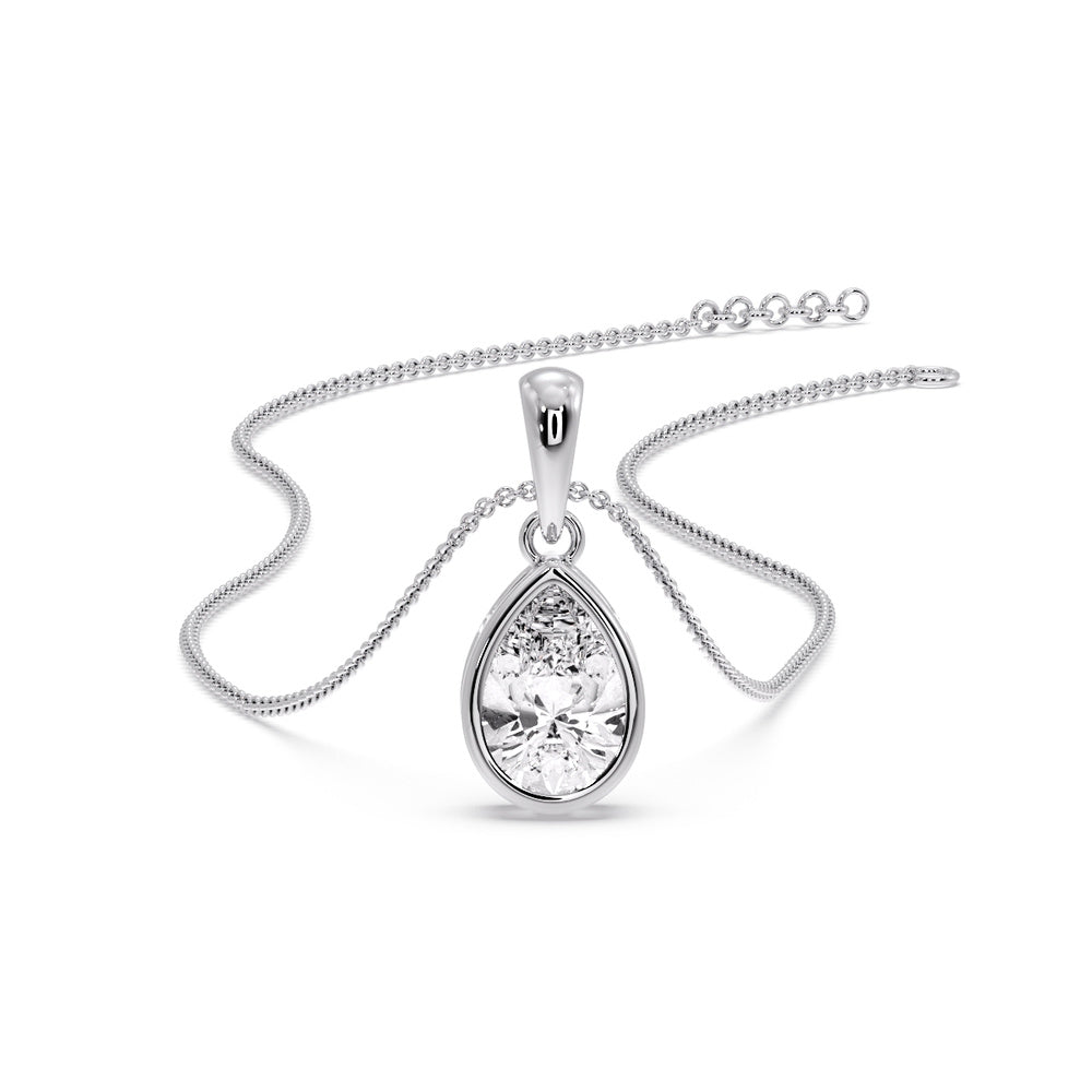 Bezel Pear Water Drop Solitaire Pendant