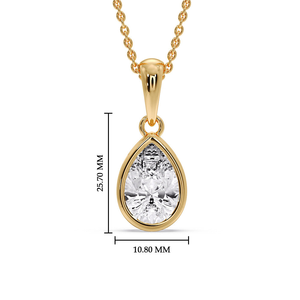 Bezel Pear Water Drop Solitaire Pendant