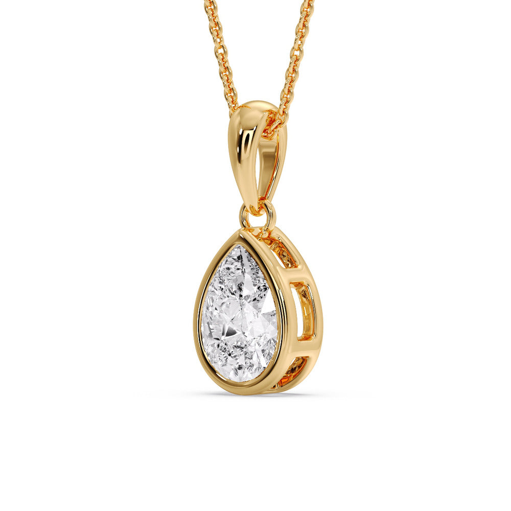 Bezel Pear Water Drop Solitaire Pendant