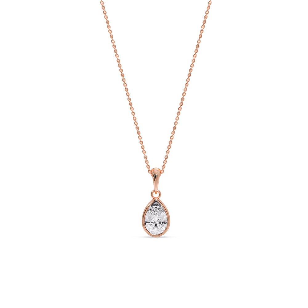 Bezel Pear Water Drop Solitaire Pendant
