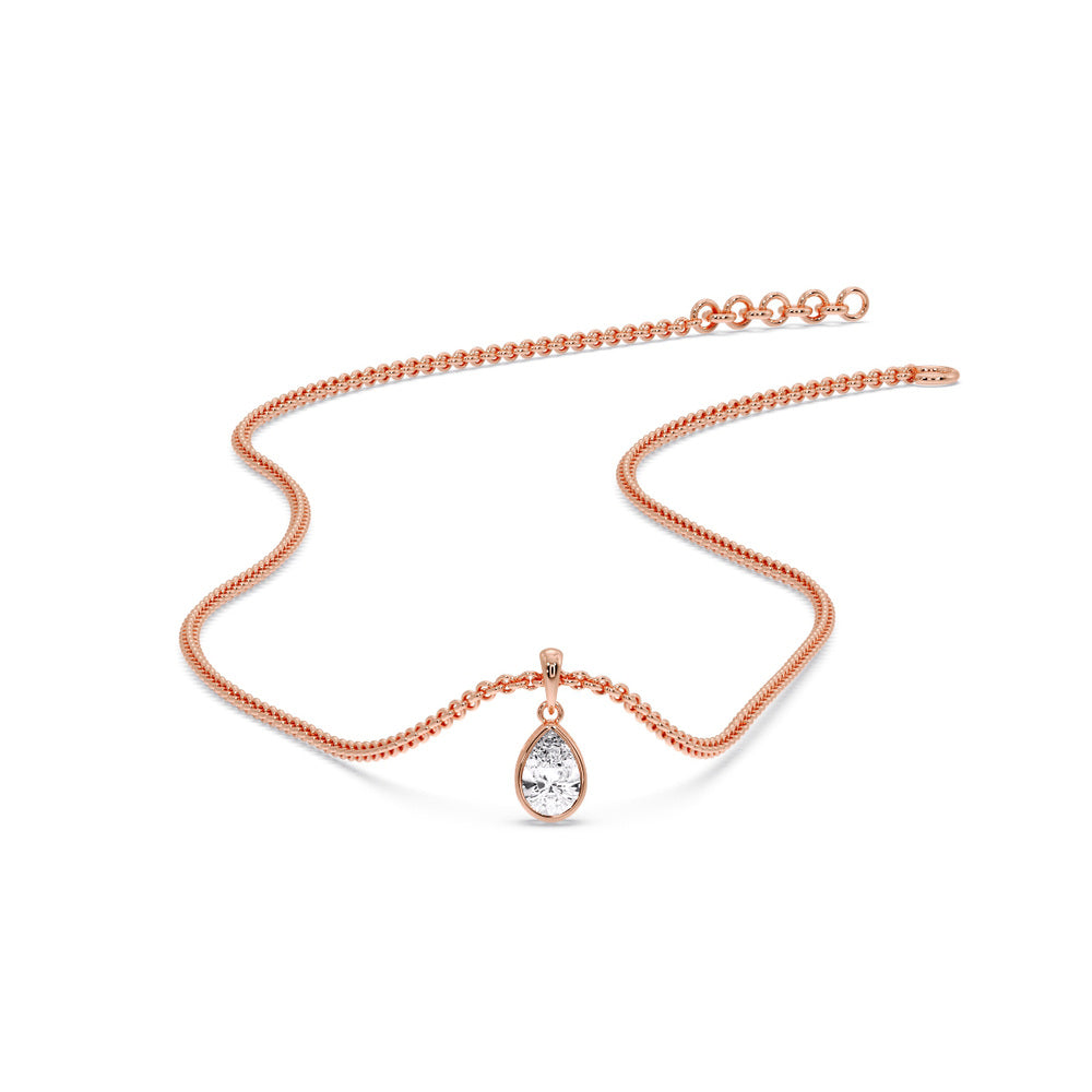 Bezel Pear Water Drop Solitaire Pendant