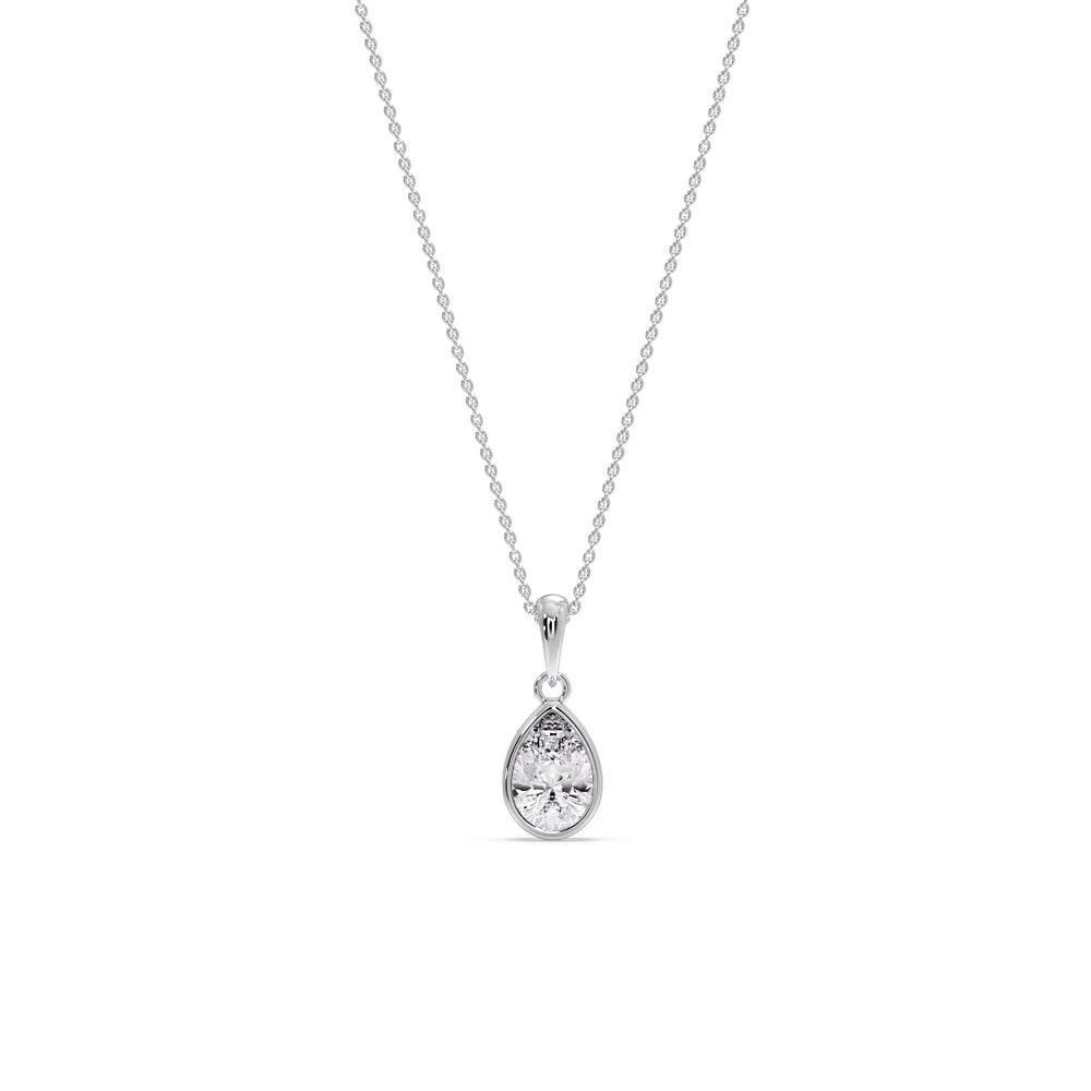 Bezel Pear Water Drop Solitaire Pendant