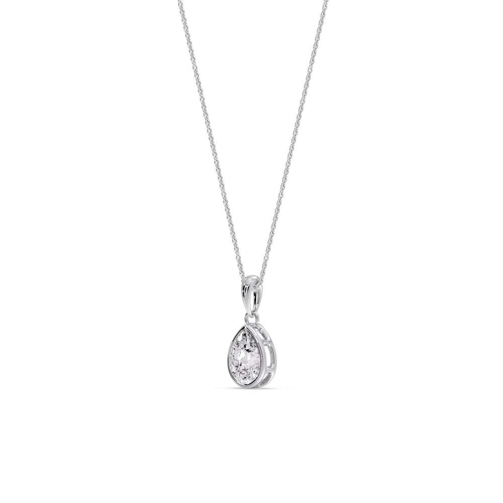 Bezel Pear Water Drop Solitaire Pendant