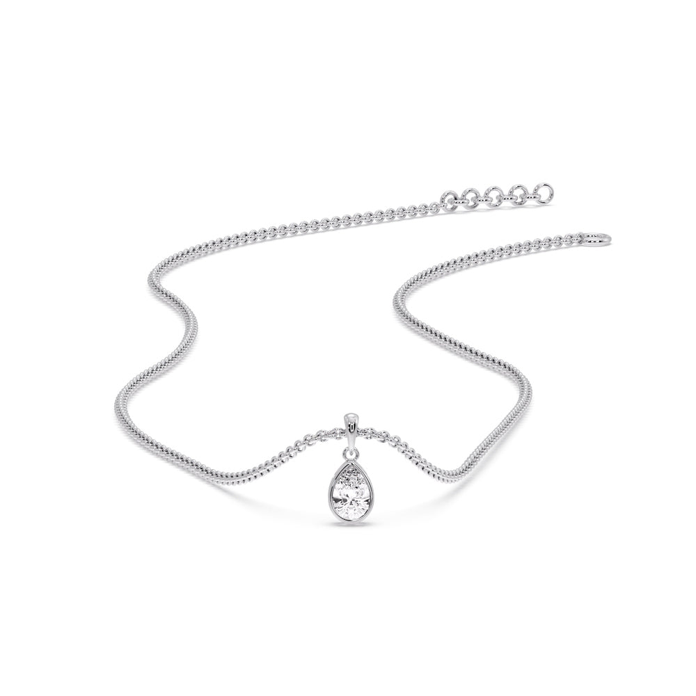 Bezel Pear Water Drop Solitaire Pendant