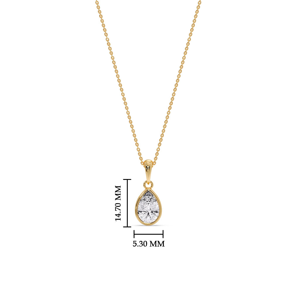 Bezel Pear Water Drop Solitaire Pendant