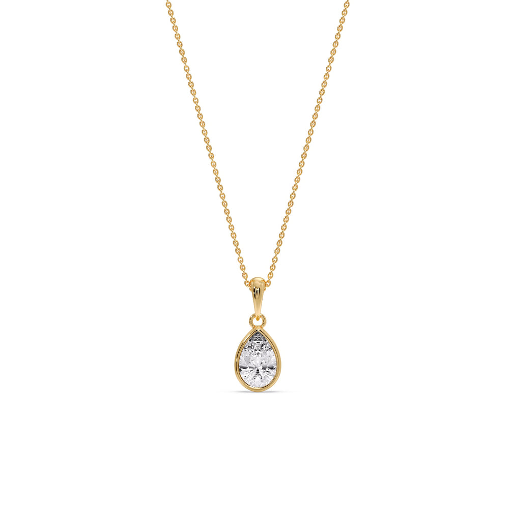 Bezel Pear Water Drop Solitaire Pendant