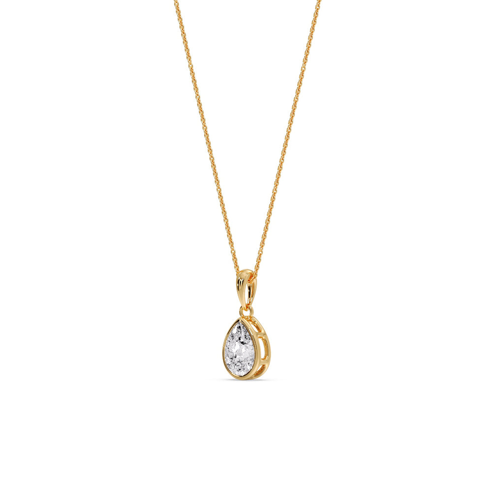 Bezel Pear Water Drop Solitaire Pendant