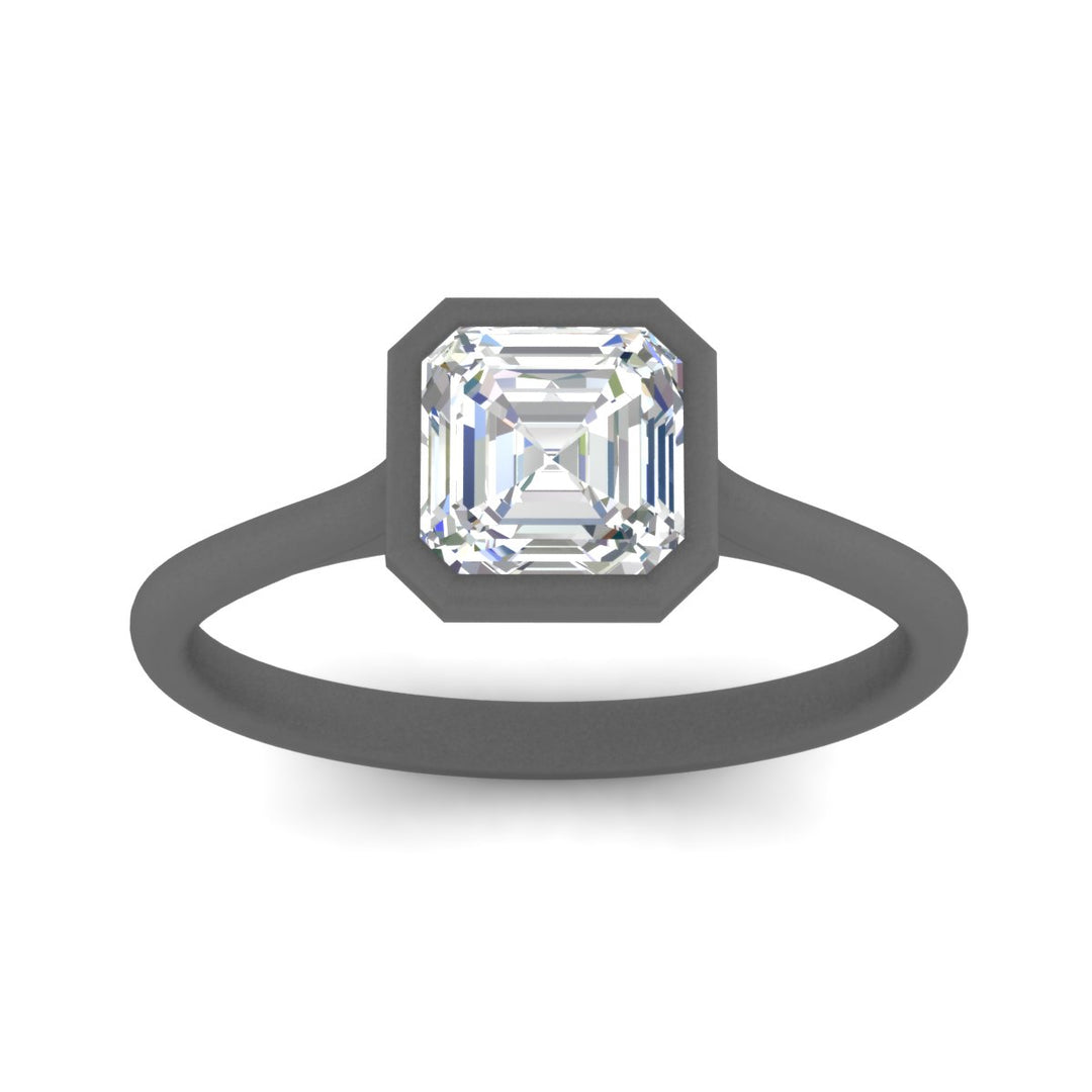 Asscher Cut Petite Bezel Solitaire Engagement Ring