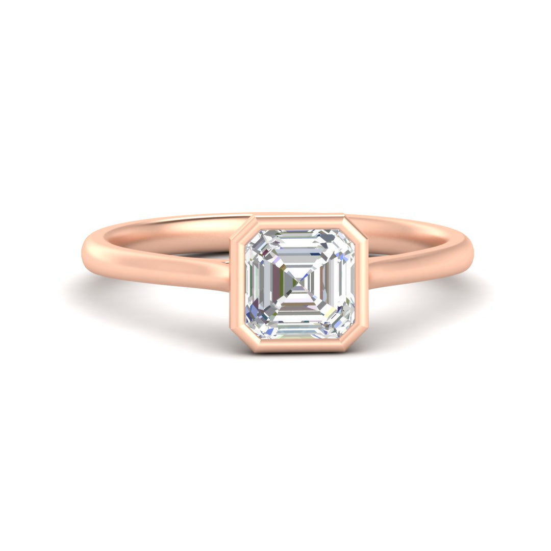 Asscher Cut Petite Bezel Solitaire Engagement Ring