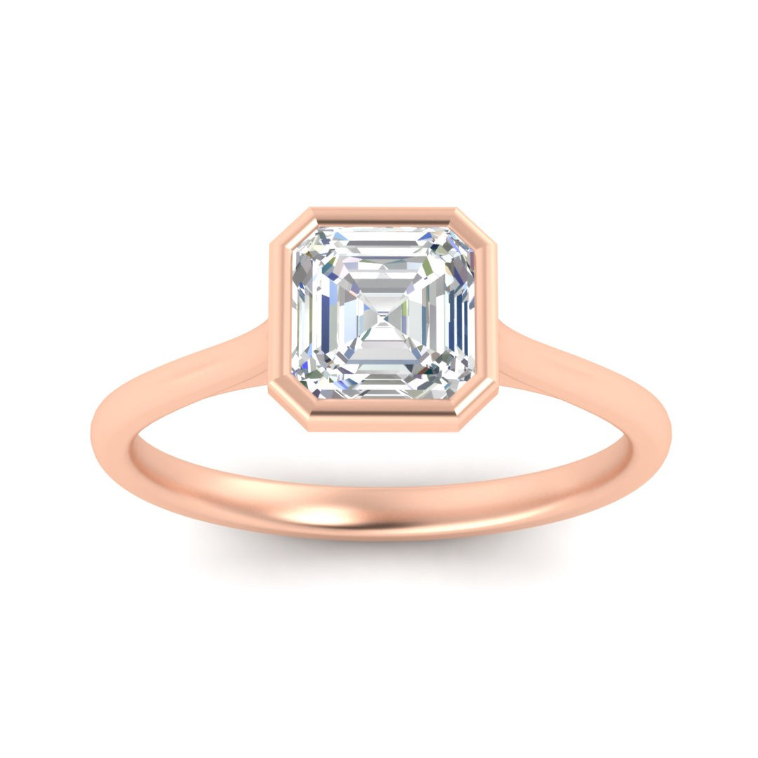 Asscher Cut Petite Bezel Solitaire Engagement Ring
