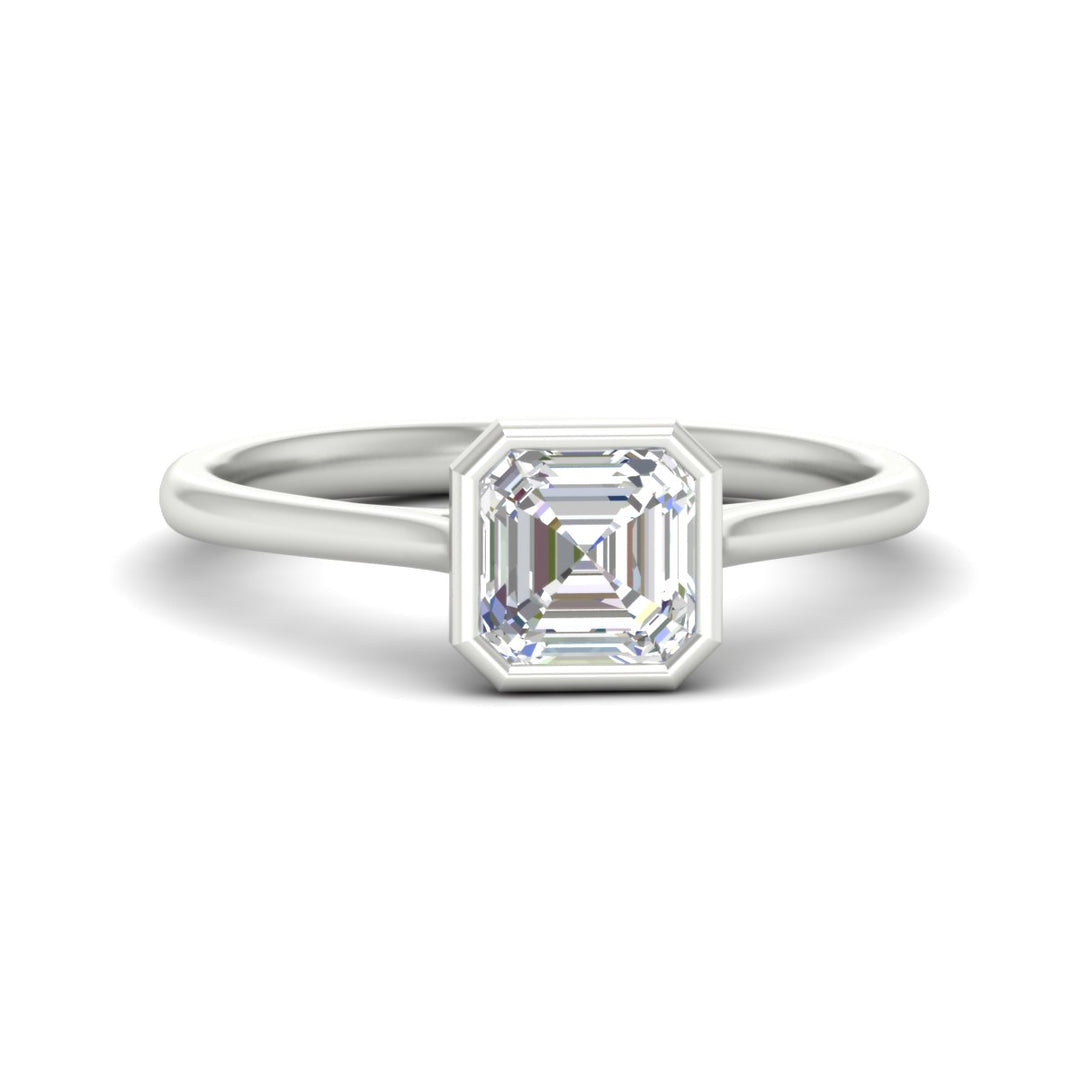 Asscher Cut Petite Bezel Solitaire Engagement Ring
