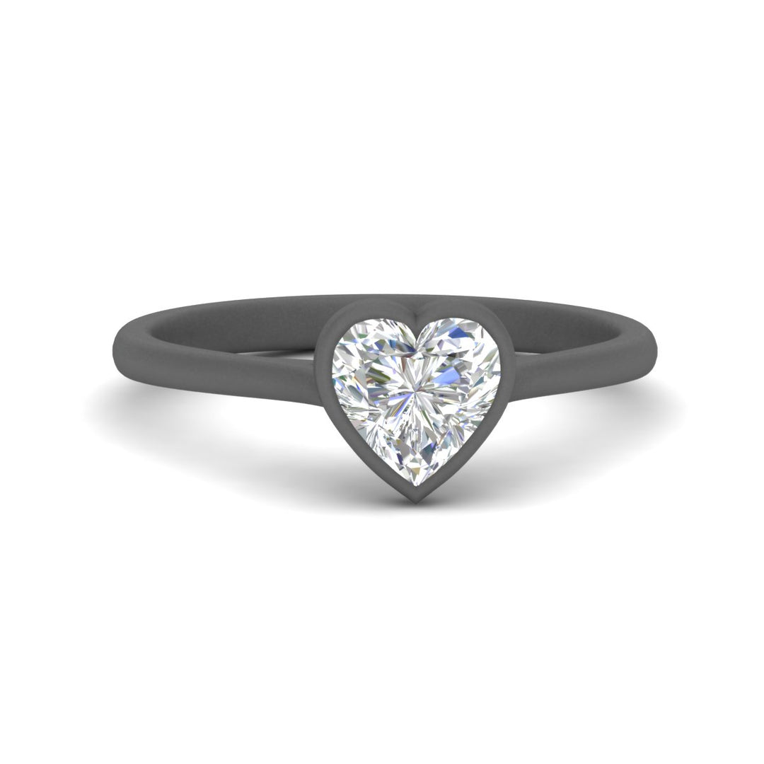 Heart Shaped Petite Bezel Solitaire Engagement Ring