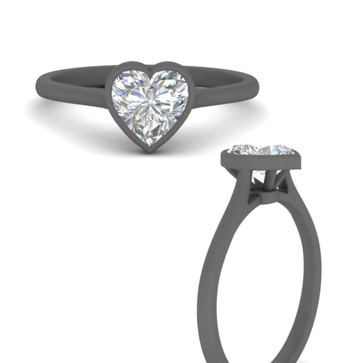 Heart Shaped Petite Bezel Solitaire Engagement Ring
