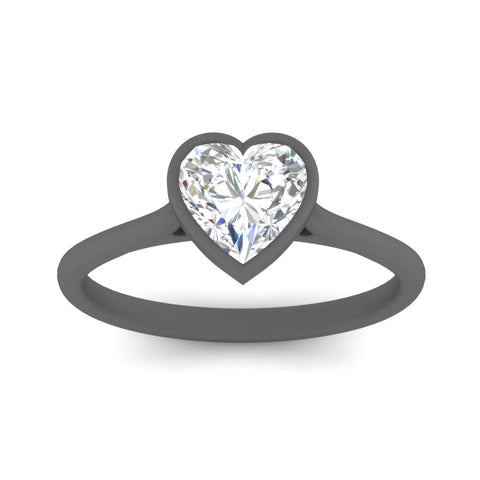 Heart Shaped Petite Bezel Solitaire Engagement Ring
