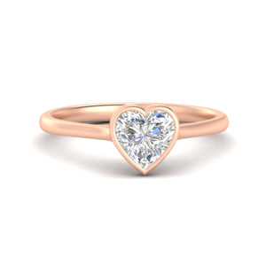 Heart Shaped Petite Bezel Solitaire Engagement Ring