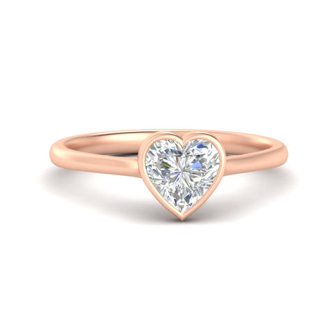 Heart Shaped Petite Bezel Solitaire Engagement Ring