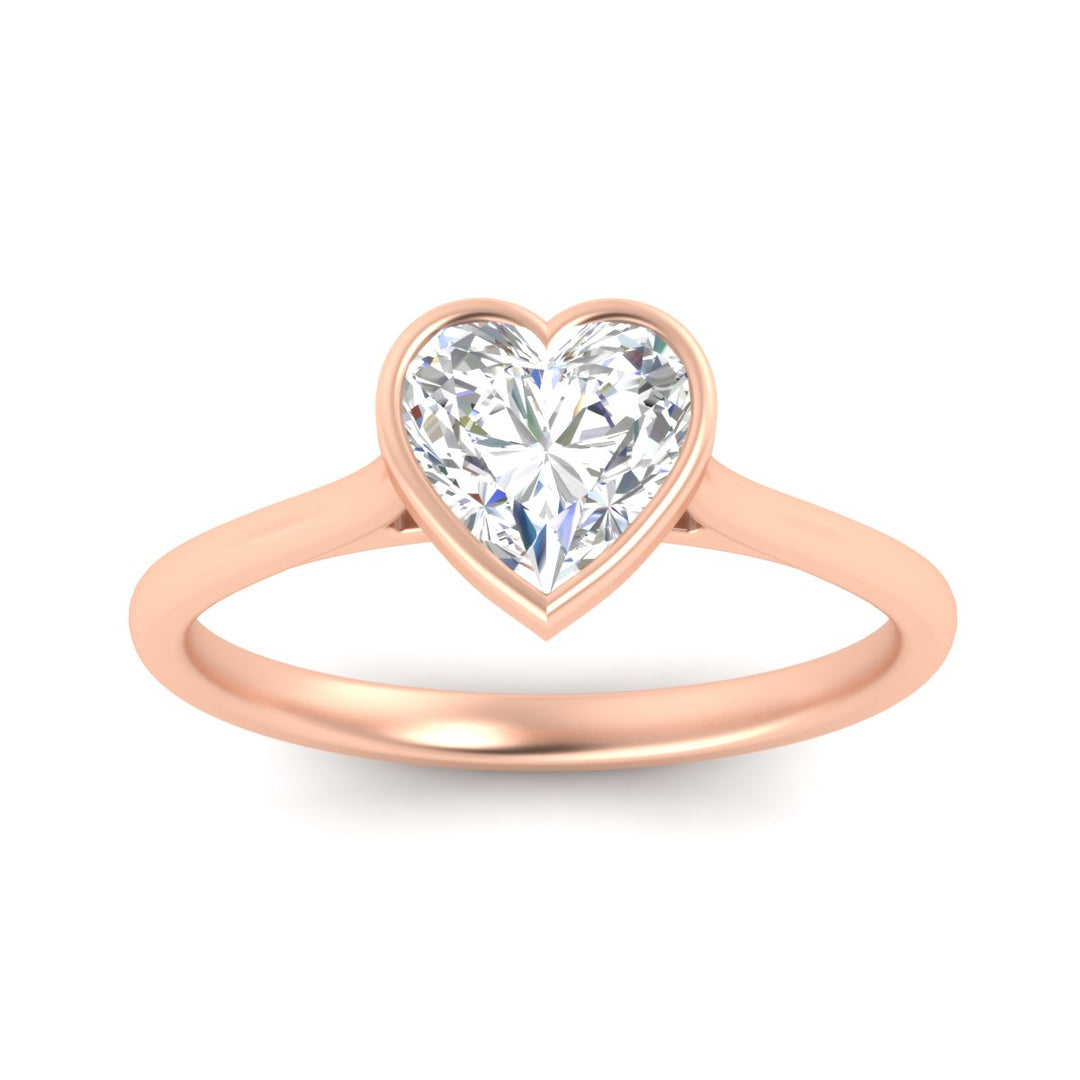 Heart Shaped Petite Bezel Solitaire Engagement Ring
