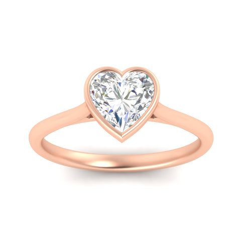 Heart Shaped Petite Bezel Solitaire Engagement Ring