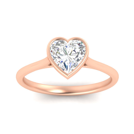 Heart Shaped Petite Bezel Solitaire Engagement Ring