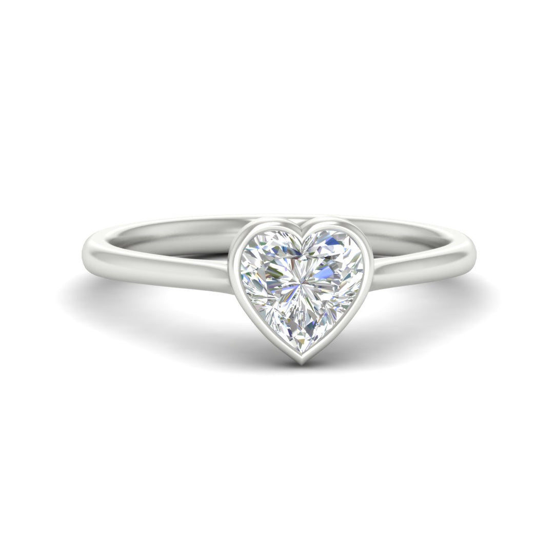 Heart Shaped Petite Bezel Solitaire Engagement Ring