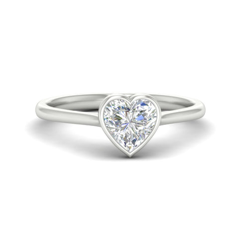 Heart Shaped Petite Bezel Solitaire Engagement Ring