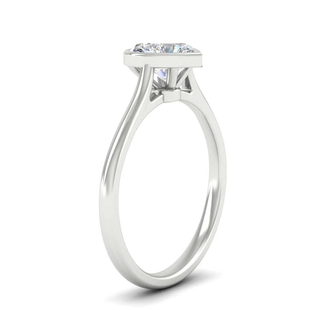 Heart Shaped Petite Bezel Solitaire Engagement Ring