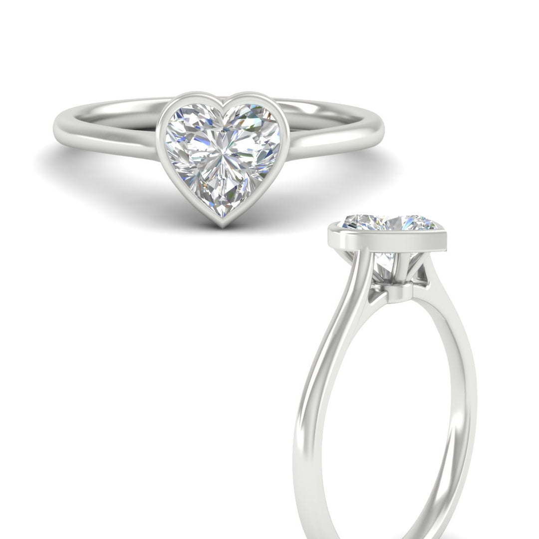 Heart Shaped Petite Bezel Solitaire Engagement Ring