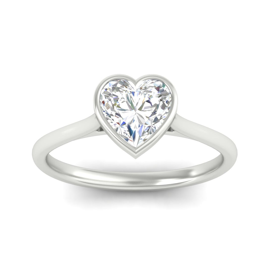 Heart Shaped Petite Bezel Solitaire Engagement Ring