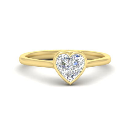 Heart Shaped Petite Bezel Solitaire Engagement Ring