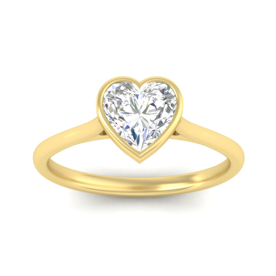 Heart Shaped Petite Bezel Solitaire Engagement Ring