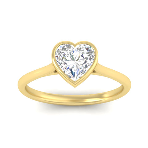 Heart Shaped Petite Bezel Solitaire Engagement Ring