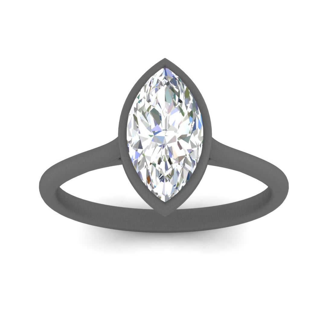 Marquise Cut Petite Bezel Solitaire Engagement Ring