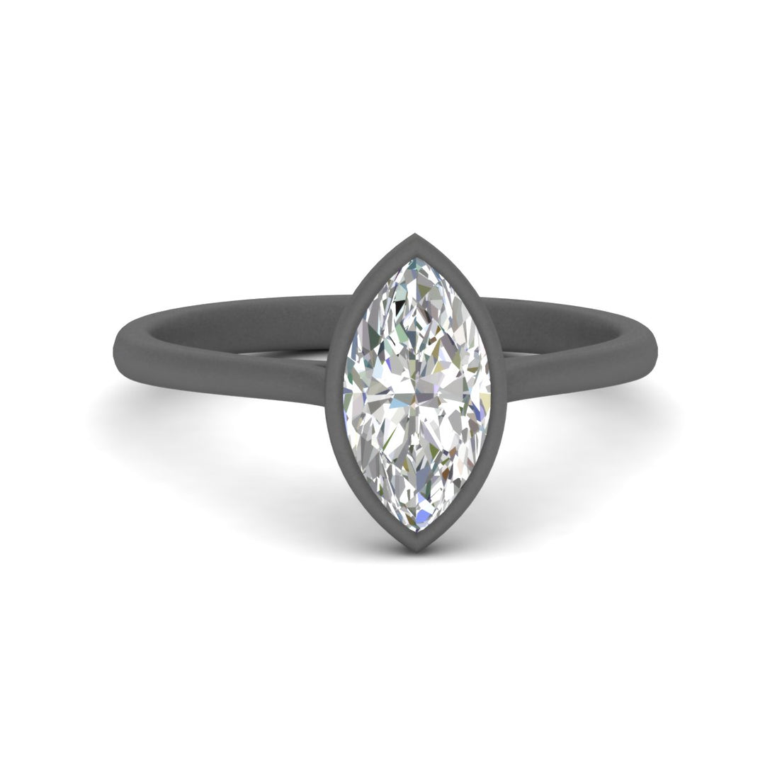 Marquise Cut Petite Bezel Solitaire Engagement Ring