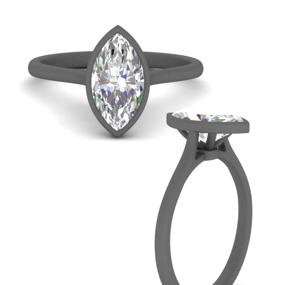 Marquise Cut Petite Bezel Solitaire Engagement Ring