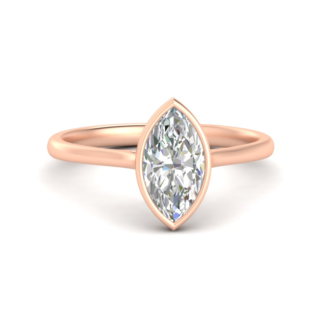 Marquise Cut Petite Bezel Solitaire Engagement Ring