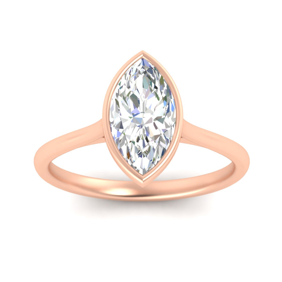 Marquise Cut Petite Bezel Solitaire Engagement Ring