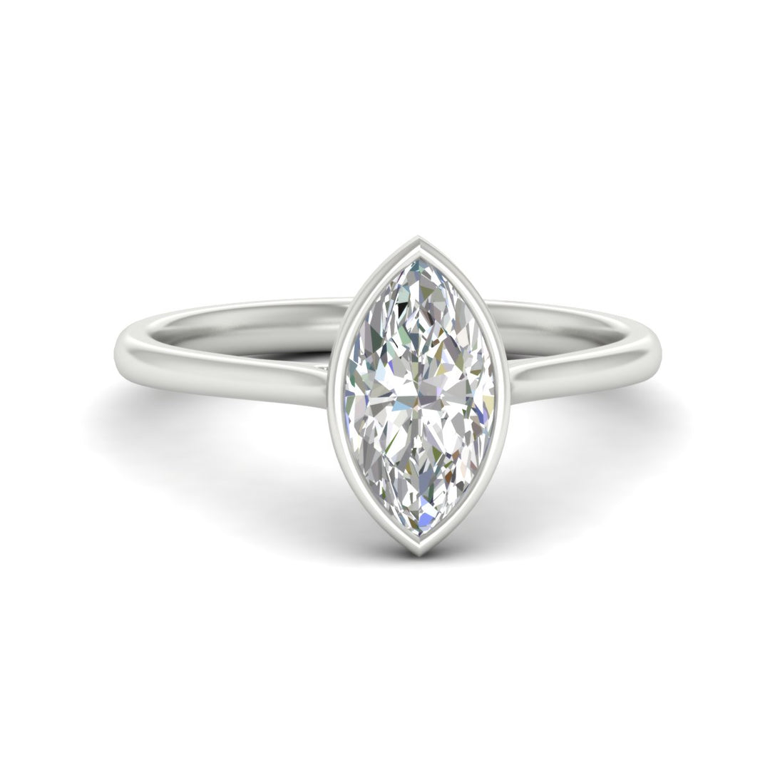 Marquise Cut Petite Bezel Solitaire Engagement Ring