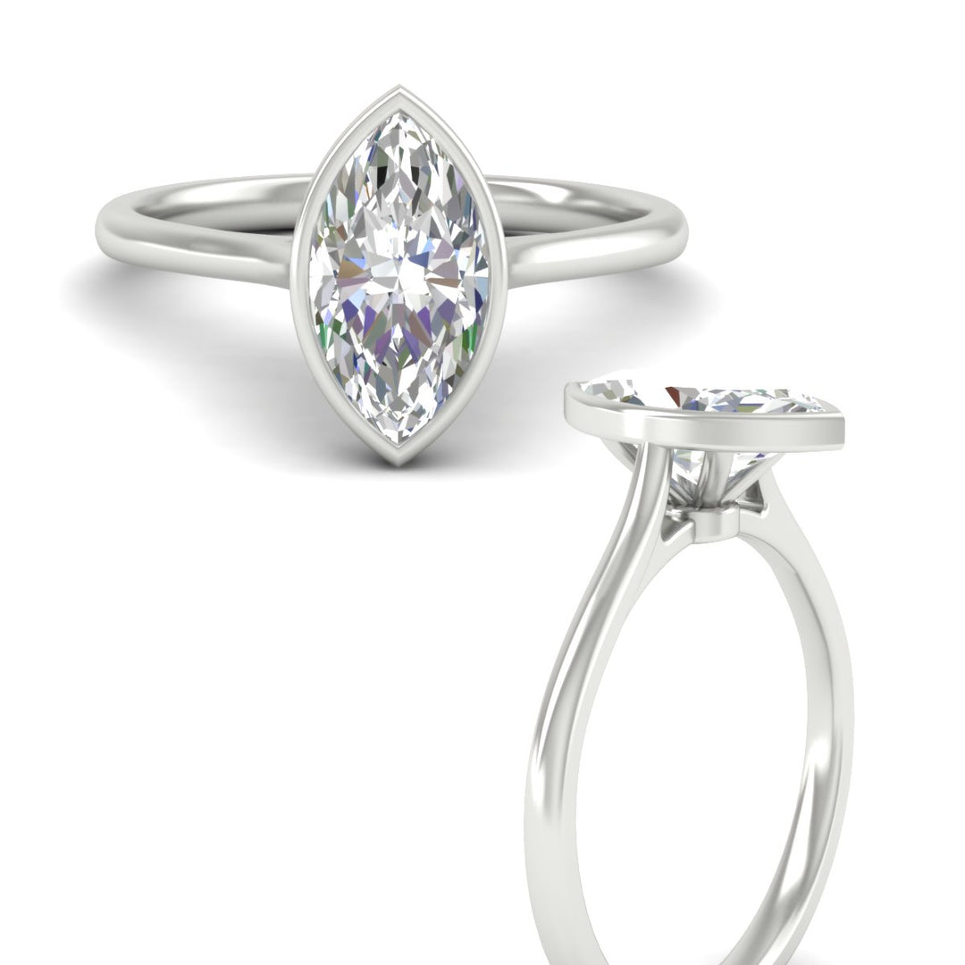 Marquise Cut Petite Bezel Solitaire Engagement Ring