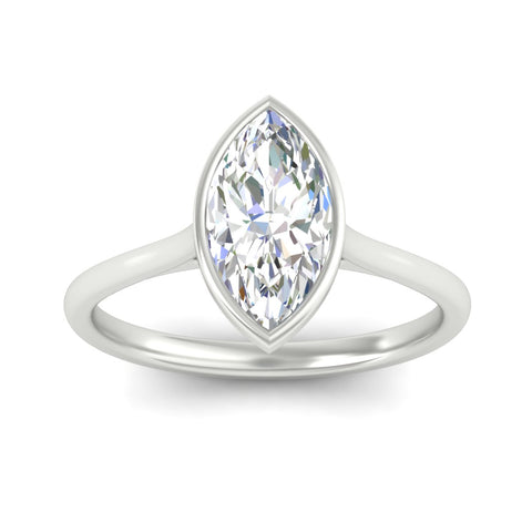 Marquise Cut Petite Bezel Solitaire Engagement Ring