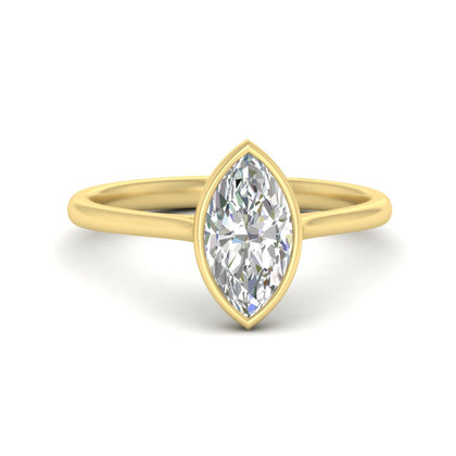 Marquise Cut Petite Bezel Solitaire Engagement Ring