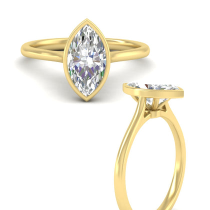 Marquise Cut Petite Bezel Solitaire Engagement Ring