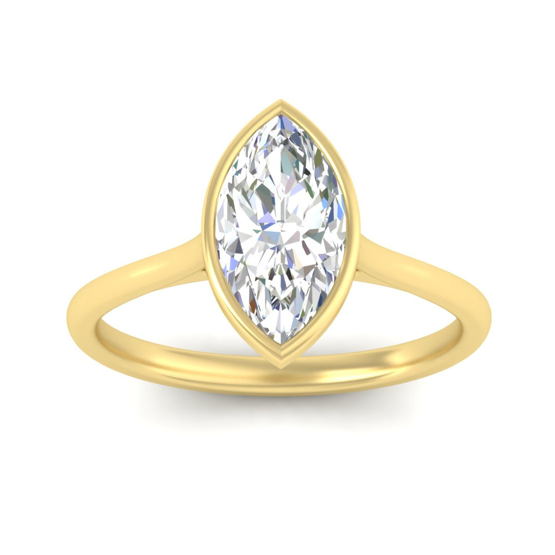 Marquise Cut Petite Bezel Solitaire Engagement Ring