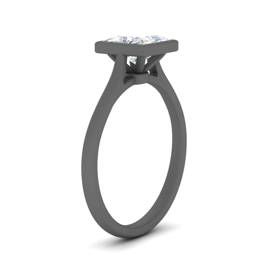 Princess Cut Petite Bezel Solitaire Engagement Ring
