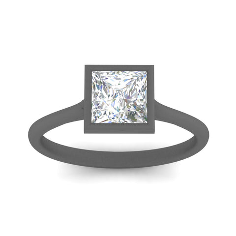Princess Cut Petite Bezel Solitaire Engagement Ring