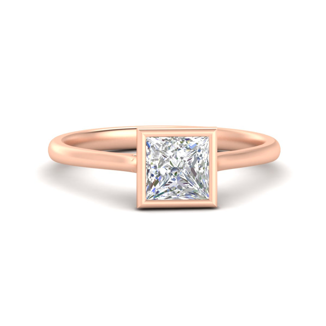 Princess Cut Petite Bezel Solitaire Engagement Ring