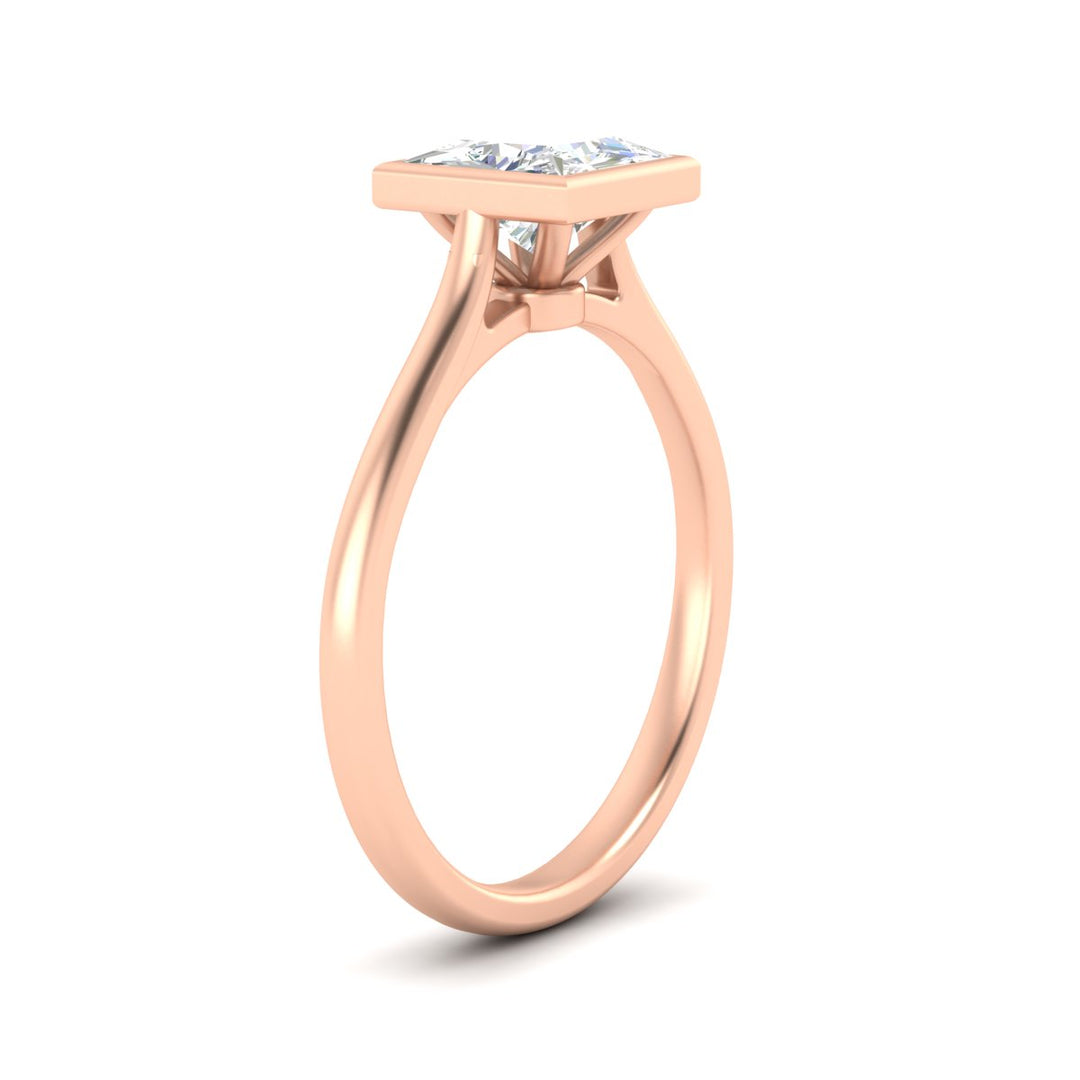 Princess Cut Petite Bezel Solitaire Engagement Ring