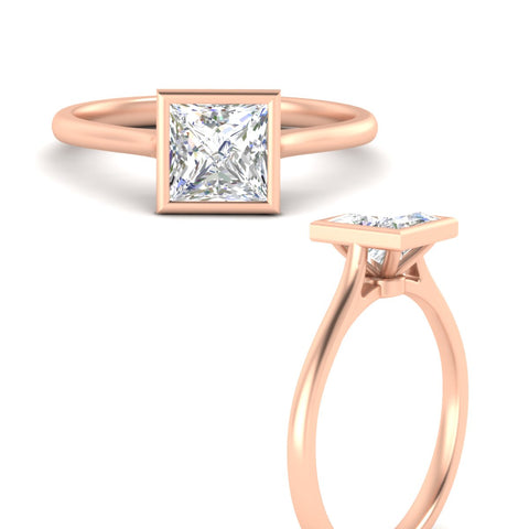 Princess Cut Petite Bezel Solitaire Engagement Ring