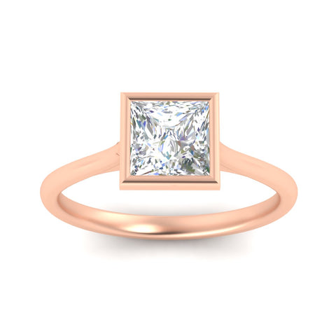 Princess Cut Petite Bezel Solitaire Engagement Ring